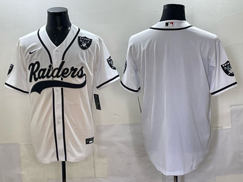 Men 2025 Nike Oakland Raiders Blank White Joint Name  Limited NFL Jersey style 042